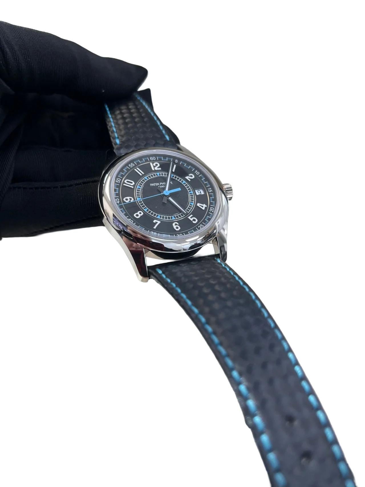 Patek Philippe Calatrava 40mm Blue Date Sweep Seconds (Ref# 6007G-011) en vente 3