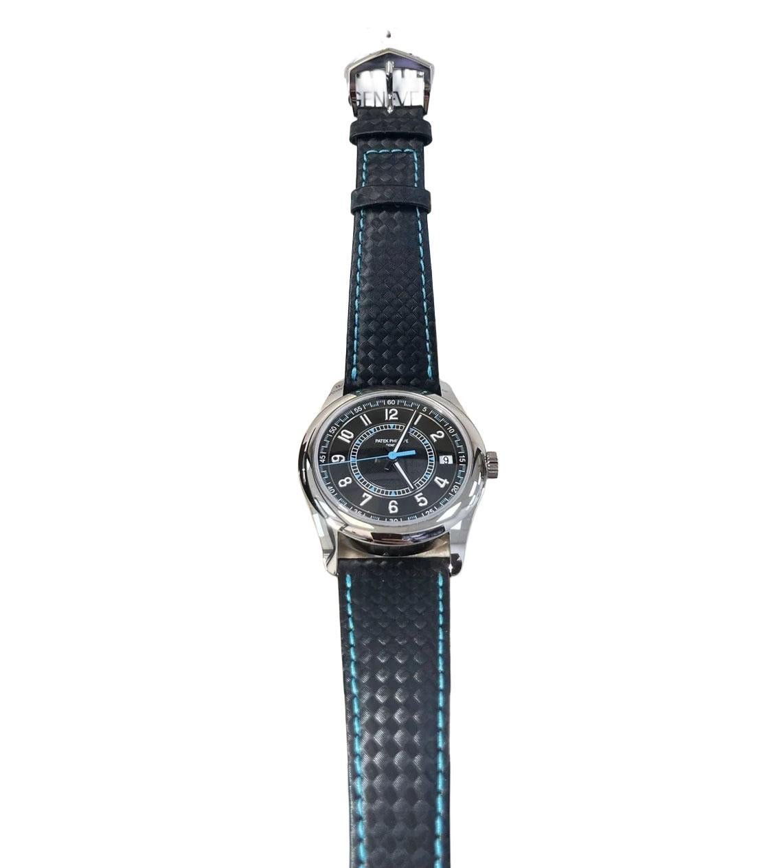 Patek Philippe Calatrava 40mm Blue Date Sweep Seconds (Ref# 6007G-011) en vente 10