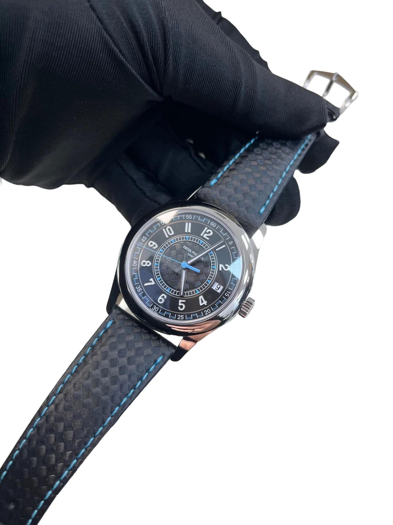 Patek Philippe Calatrava 40mm Blue Date Sweep Seconds (Ref# 6007G-011) en vente 4