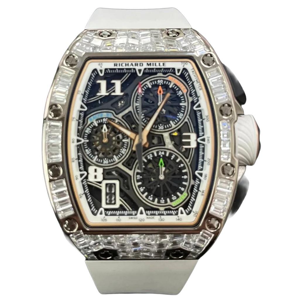 Richard Mille RM 72-01 Cronógrafo Automático Oro Blanco con Diamantes Baguette en venta