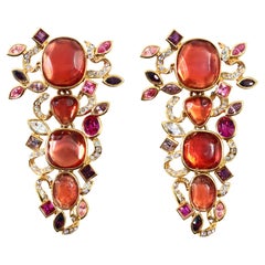 Vintage Yves Saint Laurent YSL Gold mit rosa Kristall variierendem Kristall Circa 1980er Jahre