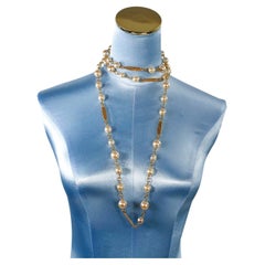 Vintage Chanel Long Pearl Necklace Circa 1980s