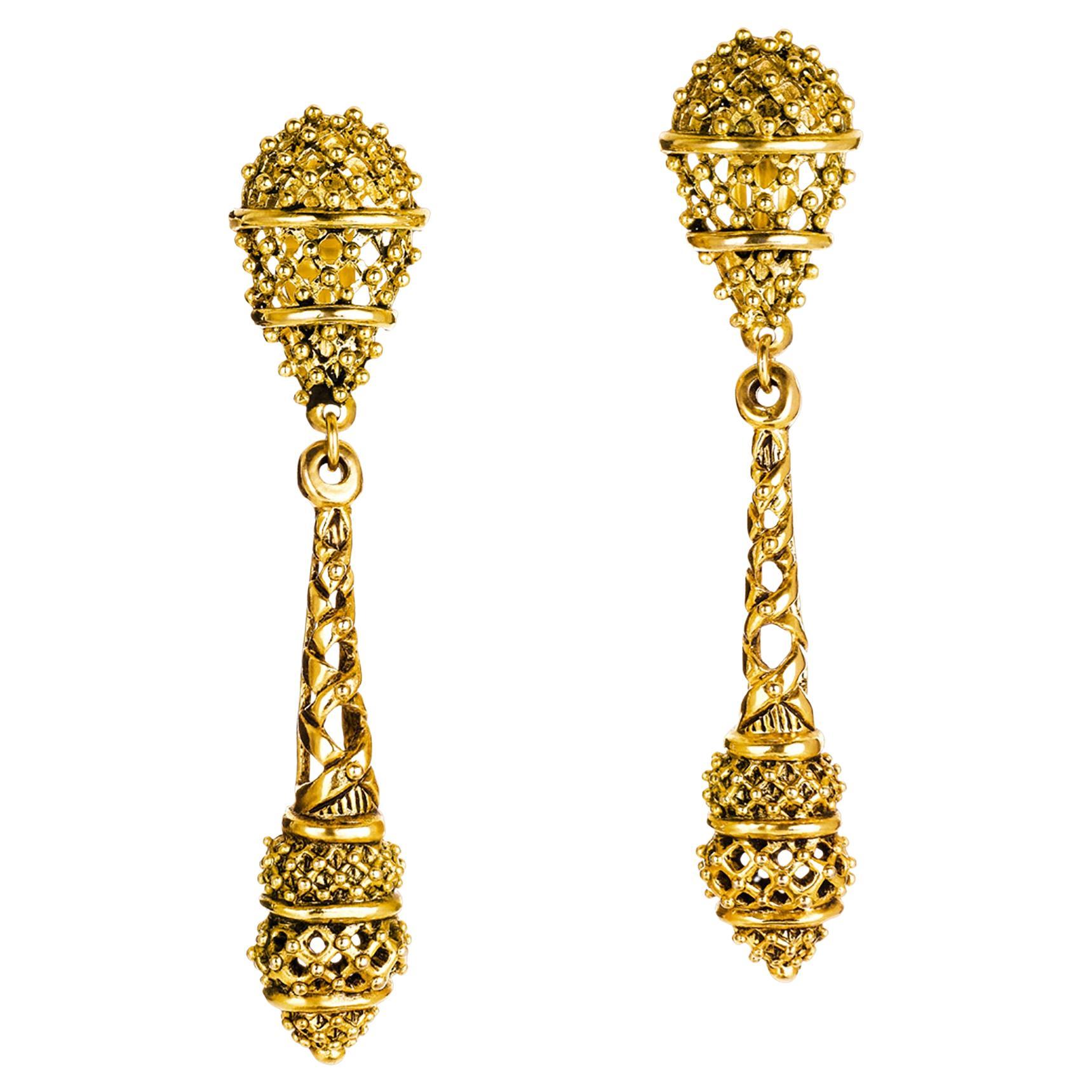 Boucles d'oreilles longues en or Claire Deve