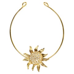 Vintage Yves Saint Laurent YSL baumelnde goldene Sonne auf Choker Circa 1980er Jahre
