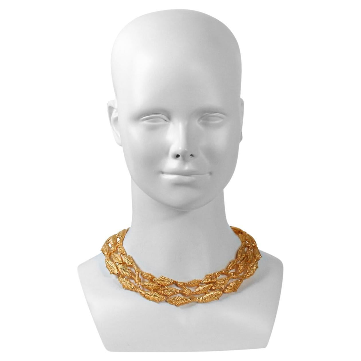 Vintage Givenchy Collana con collare d'oro e motivo a grano, circa anni '80