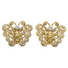 Vintage Christian Dior Boutique Gold Diamant-Schmetterlingsohrringe Circa 1980er Jahre