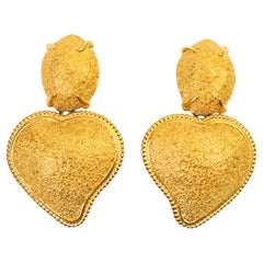 Vintage  Yves Saint Laurent YSL Oro  Orecchini a cuore, circa anni '80