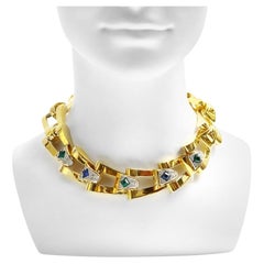 Vintage Givenchy Diamant- und Goldfarbene Gliederhalskette Circa 1980er Jahre
