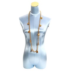 Vintage Chanel Gold Disc Chanel and Coco on Long Necklace Circa 1980s