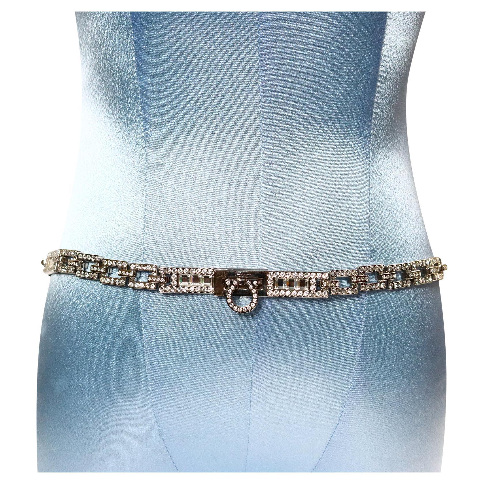 Collectible Ferragamo Diamante Link Belt Circa 2000s For Sale