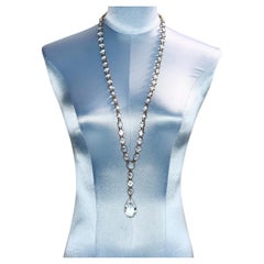 Vintage Open Back Crystal Sautoir Necklace with Dangling Piece