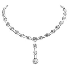 Vintage Open Back Crystal Necklace with Dangling Piece Circa 1920s