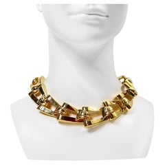 Vintage Givenchy Heavy Gold Tone Link Necklace Circa 1980s