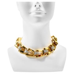 Collana vintage Givenchy con diamanti e link in tonalità oro, circa anni '80