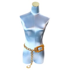 Vintage Christian Dior Boutique Link Belt with Square Baroque Buckle