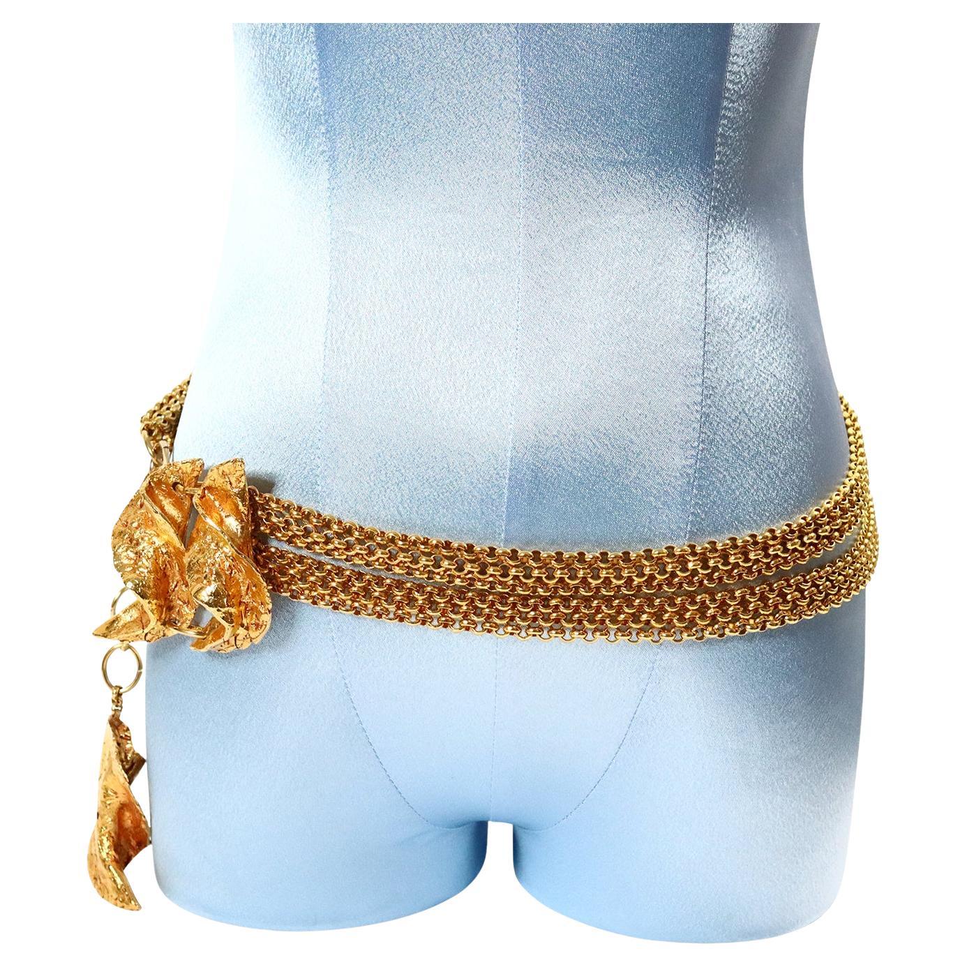 Collana e cintura d'oro vintage di Givenchy, circa anni '80