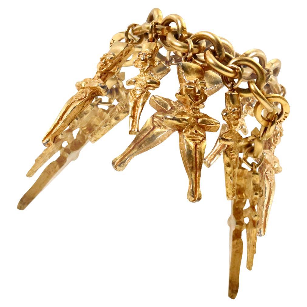 Vintage DKNY Gold Dangling Characters, circa 1980s For Sale