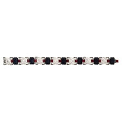 Pulsera vintage Art Déco con diamantes rojos y negros, circa años 60
