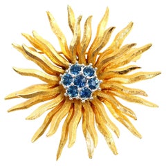 Vintage D'orlan con stella d'oro e diamante blu incastonato in argento, circa anni '80