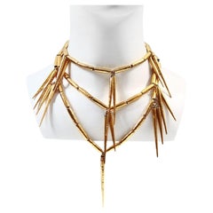 Vintage Christian Dior Gold Spike Necklace Circa 1980s