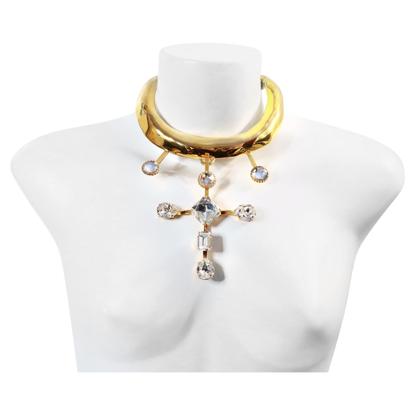 Vintage Christian Lacroix Gold Diamante Long Choker, Circa 1990s For Sale