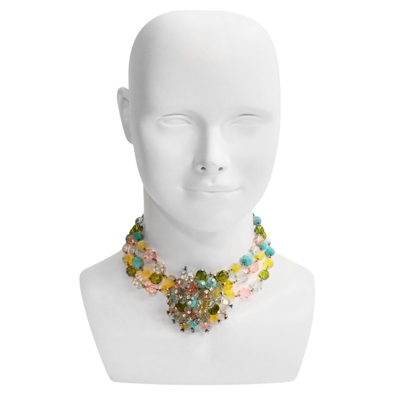 Modern Vintage French Beaded Choker Necklace, circa 1980s For Sale