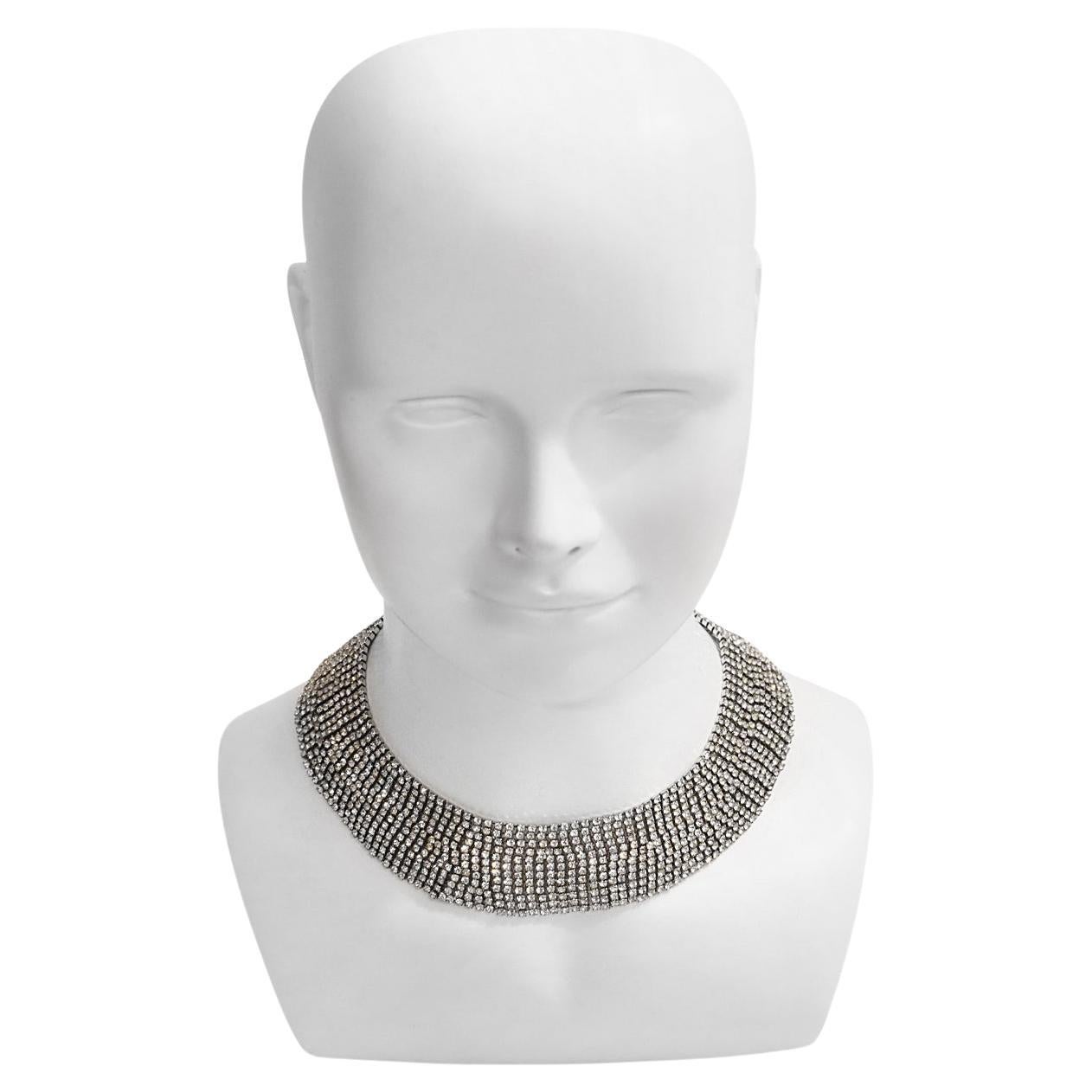 Vintage Pauline Trigere Diamante Wide Collar Necklace, circa 1980s For Sale