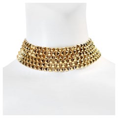 Vintage Vendome Gold Tone Wide Choker Necklace, circa 1980s