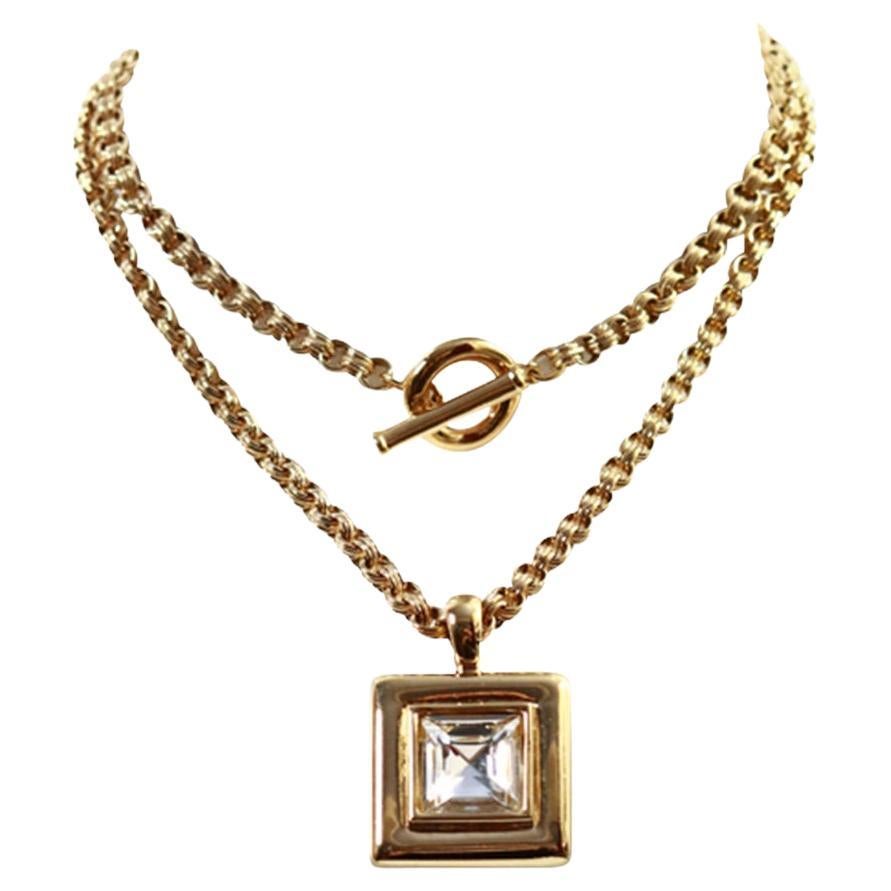 Vintage Givenchy Vintage Gliederkette mit baumelnder Tropfen-Halskette Circa 1980er