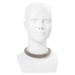 Vintage Ciner Silver Tone Diamante Rounded Choker Necklace Circa 1980s