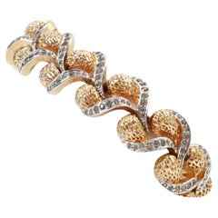 Retro Panetta Gold Braided Bracelet with Clear Pave Stones Circa 1960s