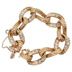 Bracciale vintage A Link con diamanti in tonalità oro di Ciner Circa 1980