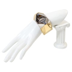 Manschettenarmband aus Vionnet, Silber und Gold, ca. 1980er Jahre