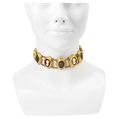 Vintage Linda Levinson Goldfarbener Kamee-Choker, Vintage, ca. 1980er Jahre