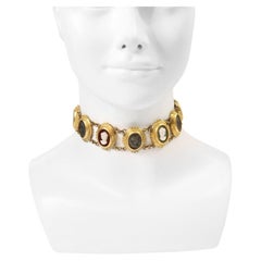 Vintage Linda Levinson Gold Tone Cameo Choker Circa 1980's