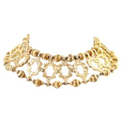 Vintage deLillo Goldfarbener detaillierter Vintage-Choker, ca. 1970er Jahre