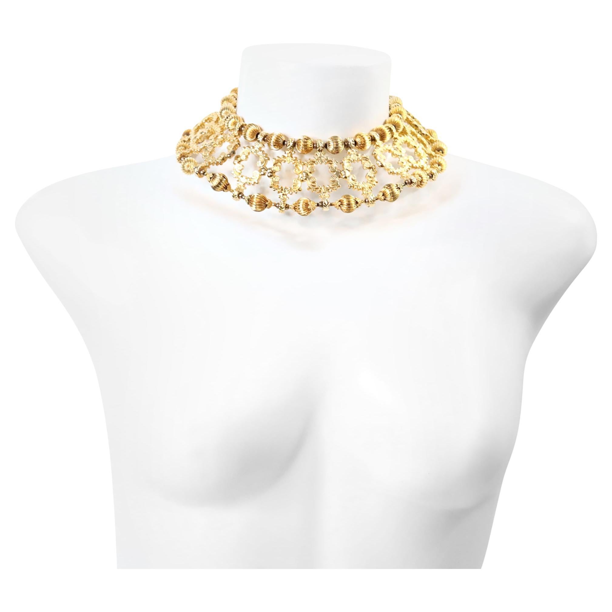 Vintage deLillo Goldfarbener detaillierter Vintage-Choker, ca. 1970er Jahre