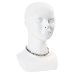 Vintage Diamante Round Shape With Pave Choker Necklace Circa 1980s