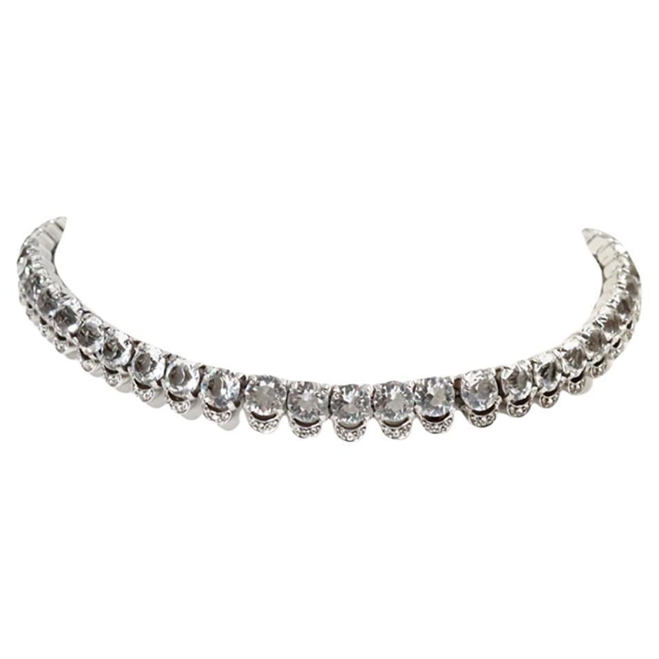 Collar Gargantilla Vintage Diamante Forma Redonda Con Pave Circa 1980s en venta 4