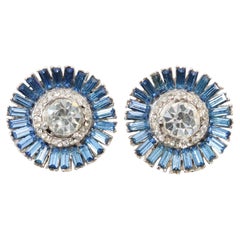 Orecchini Vintage A. Silver con diamanti e zaffiri Circa 1960