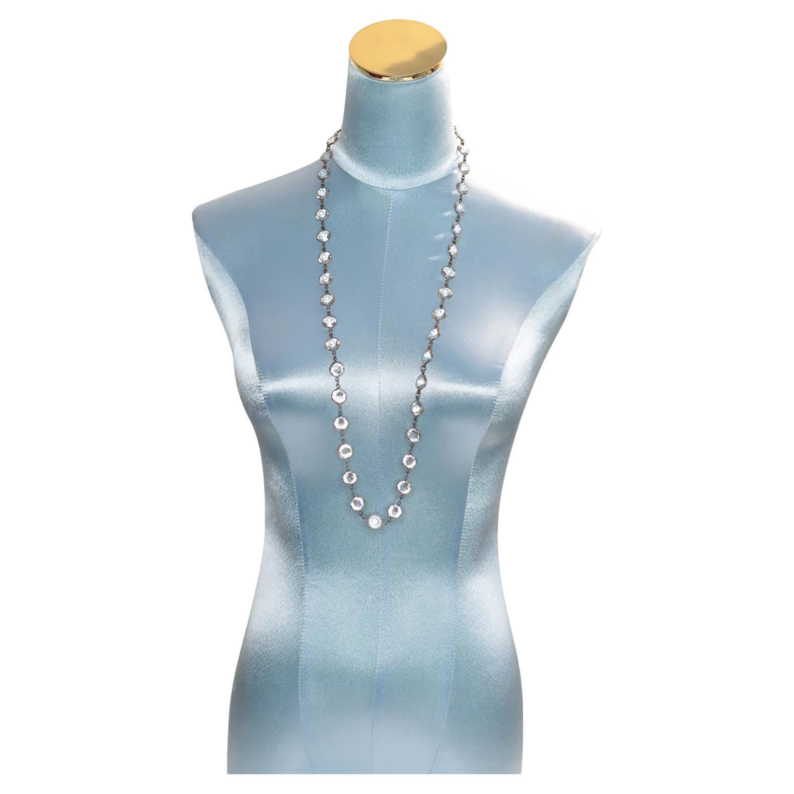 Collar largo Sautoir vintage de cristal con espalda abierta Circa años 20