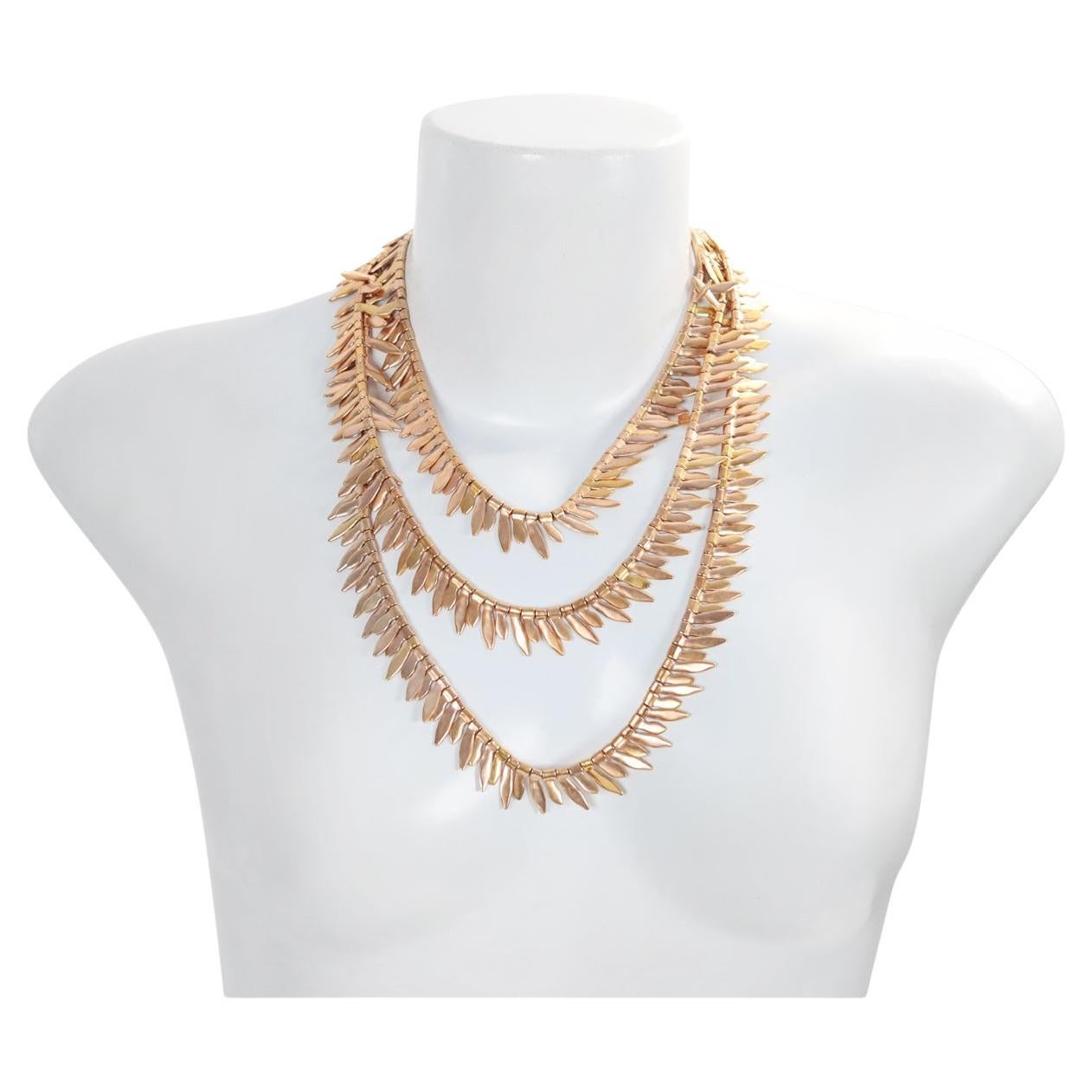 Vintage Anne Klein Gold Tone Long Necklace Circa 1980s
