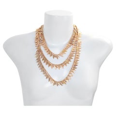 Vintage Anne Klein Gold Tone Long Necklace Circa 1980s