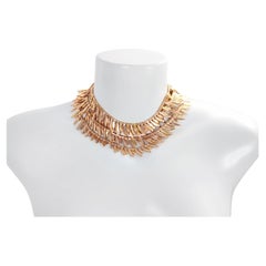Vintage Anne Klein Couture Gold Tone Long Necklace Circa 1980s