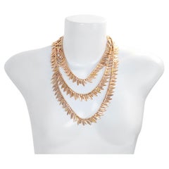 Vintage Anne Klein Couture Collana lunga in tonalità oro, circa anni '80