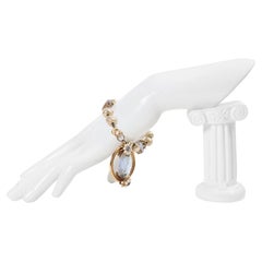 Vintage Faux Pearl Dangling Bracelet  With Lavender Crystal Pieces Circa 1960s