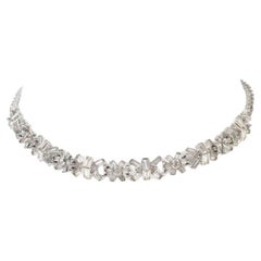 Vintage Pennino Flower Baguette and Link Art Deco Choker Necklace Circa 1960s