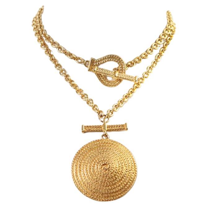 Vintage Gold Tone Link Halskette mit Lariat Closure CIRCA 1990s
