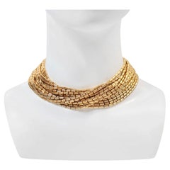 Vintage Ben Amun Gold Tone Multiple Row Link Necklace, Circa 1980s