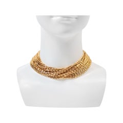 Vintage Ben Amun Gold Tone Multiple Row Link Necklace, Circa 1980s